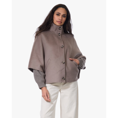 Alter Ego Liv Mantel met Staande Kraag Taupe