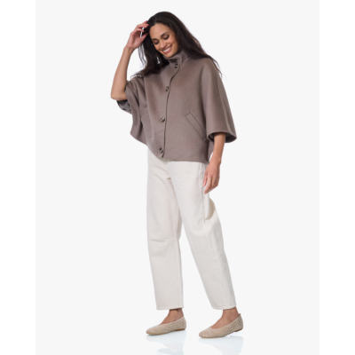 Alter Ego Liv Mantel met Staande Kraag Taupe