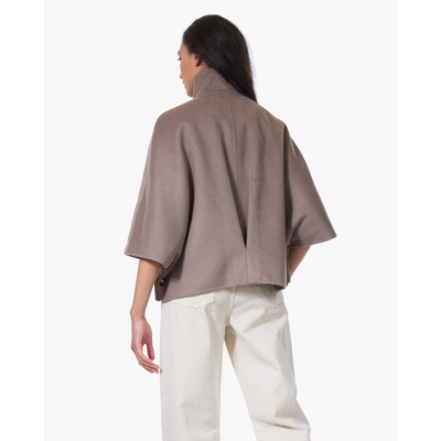 Alter Ego Liv Mantel met Staande Kraag Taupe