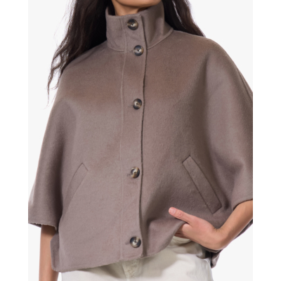 Alter Ego Liv Mantel met Staande Kraag Taupe