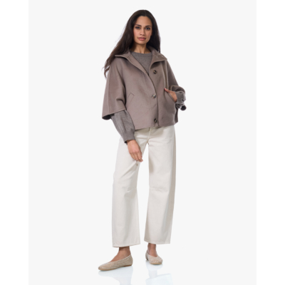 Alter Ego Liv Mantel met Staande Kraag Taupe