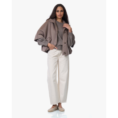 Alter Ego Liv Mantel met Staande Kraag Taupe