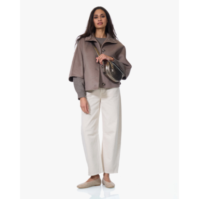 Alter Ego Liv Mantel met Staande Kraag Taupe