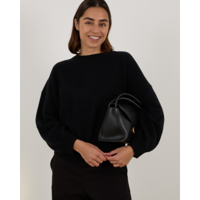 Lisa Yang Veira Kasjmier Pullover Dropped Shoulder Trui Zwart