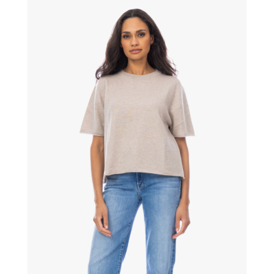 Lisa Yang Cila Kasjmier Korte Mouwen Pullover Beige