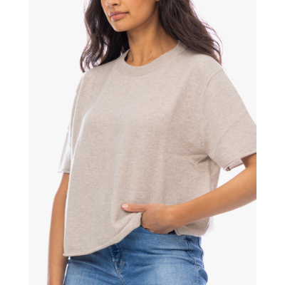 Lisa Yang Cila Kasjmier Korte Mouwen Pullover Beige