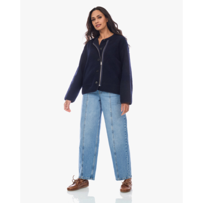 Ame Antwerp Need Wollen Jack met Knopen en Rits Navy