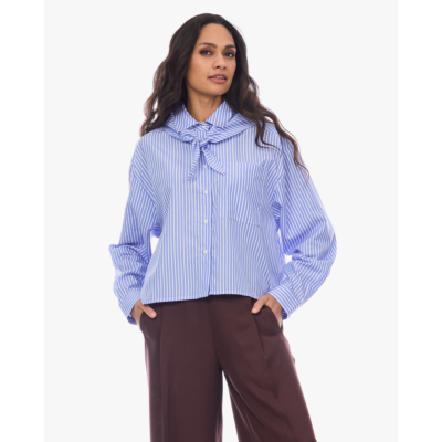 Ame Antwerp Nobody Gestreepte Blouse met Afneembare Sjaal Blauw