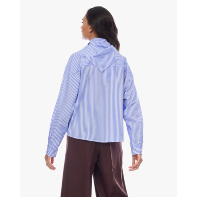 Ame Antwerp Nobody Gestreepte Blouse met Afneembare Sjaal Blauw