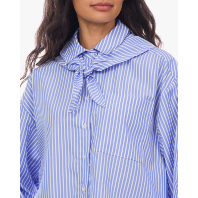 Ame Antwerp Nobody Gestreepte Blouse met Afneembare Sjaal Blauw