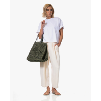 Ame Antwerp Kick Gestructureerde Pull-on Pantalon Ecru