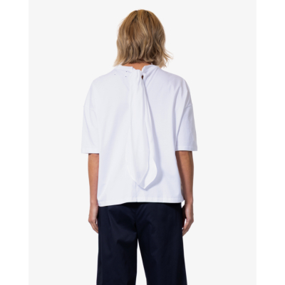 Ame Antwerp Nic T-shirt met Strikhals Wit