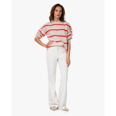 no man's land Gestreepte Mohairmix Trui Fluo Red