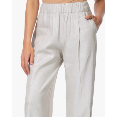 no man's land Linnenmix Pantalon met Lurex Silver Line