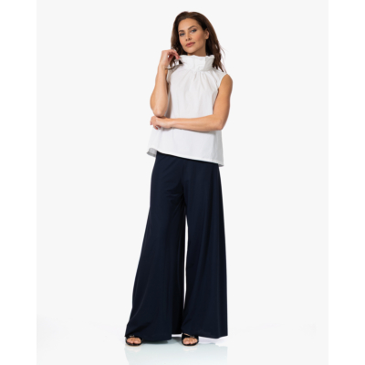 no man's land Poplin Top met Kraag Ivory