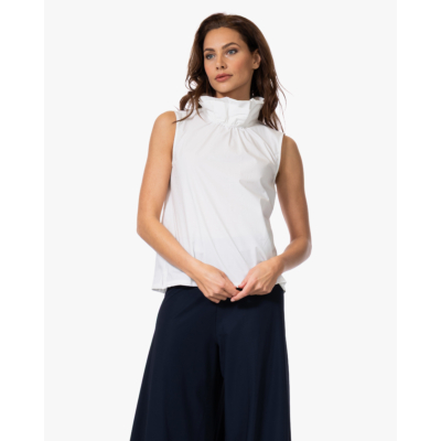 no man's land Poplin Top met Kraag Ivory