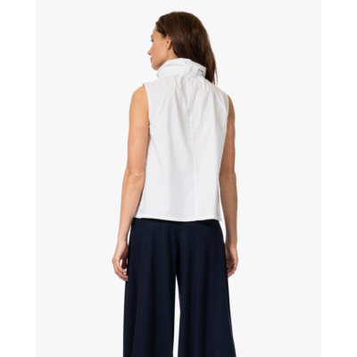 no man's land Poplin Top met Kraag Ivory