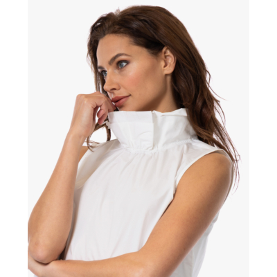 no man's land Poplin Top met Kraag Ivory