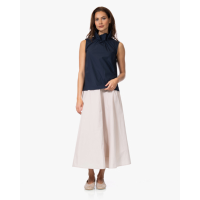 no man's land Poplin Top met Kraag Dark Sapphire