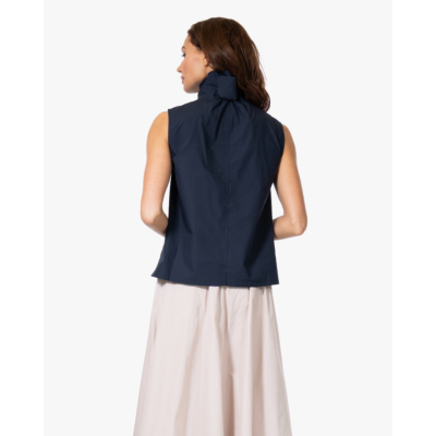 no man's land Poplin Top met Kraag Dark Sapphire