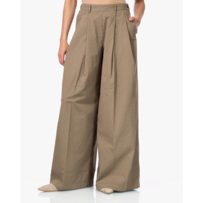 Pomandère Katoenen Plooi Pantalon Camel