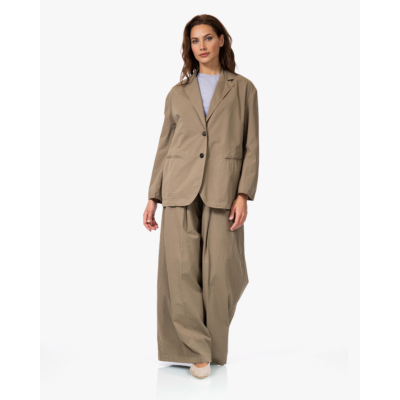 Pomandère Katoenen Plooi Pantalon Camel