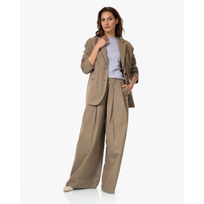 Pomandère Katoenen Plooi Pantalon Camel