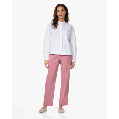 Pomandère Kraagloze Katoenen Blouse Wit