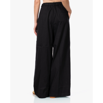 Pomandère Katoenen Plooi Pantalon Zwart