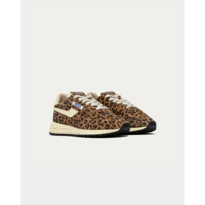 Autry Reelwind Low Sneakers in Leopard en Rutabaga Leer