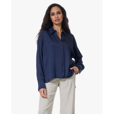 Drykorn Cloelia Satijnen Blouse Navy