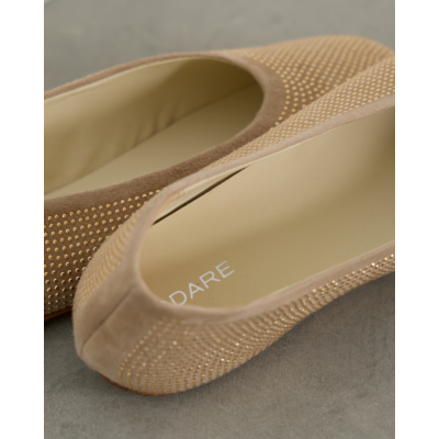 Odare Lilly Suède Ballerina met strass details Taupe