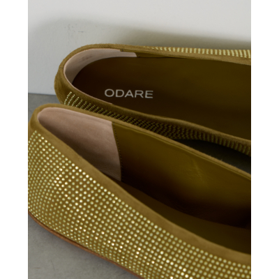 Odare Lilly Suède Ballerina met strass details Green