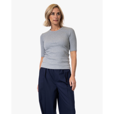 Closed Rib T-shirt met Halflange Mouw Grijs