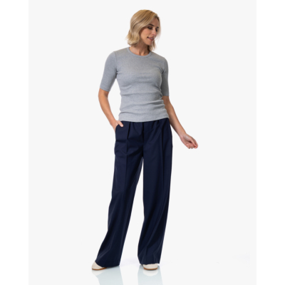 Closed Rib T-shirt met Halflange Mouw Grijs
