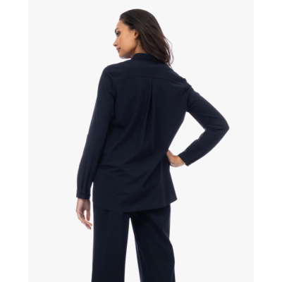 Japan TKY Kaemi Travel Jersey V-hals Blouse Zwartblauw