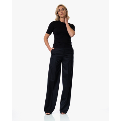 Herman Wide Leg Pantalon Zwart