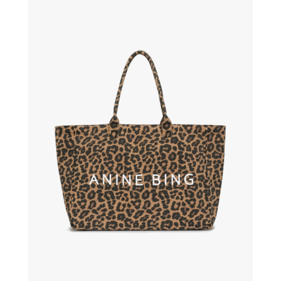 Anine Bing Leo Canvas Tote Leopard Tas