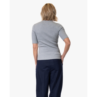 Closed Rib T-shirt met Halflange Mouw Grijs