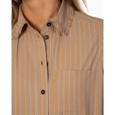 Ganni Blouse lange mouw camel