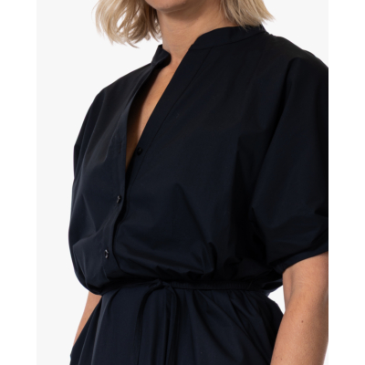 Japan TKY Yari Travel Jersey Midi Jurk met Ceintuur Zwart