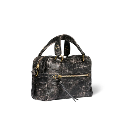 Jerome Dreyfuss Lucky Bowling Mini Tas Imprimé Croco Grunge Sheepskin