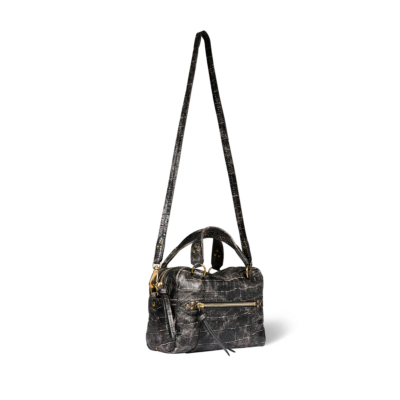 Jerome Dreyfuss Lucky Bowling Mini Tas Imprimé Croco Grunge Sheepskin