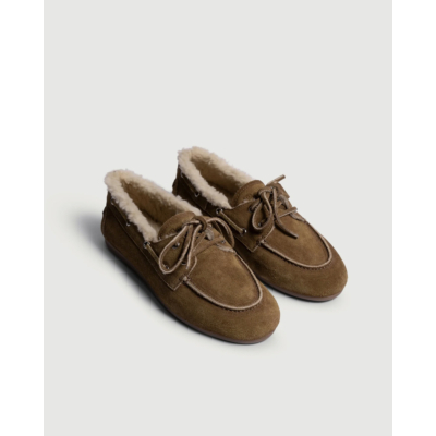 Posa Boat Loafer Brushed Fur Desert tan