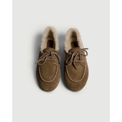 Posa Boat Loafer Brushed Fur Desert tan