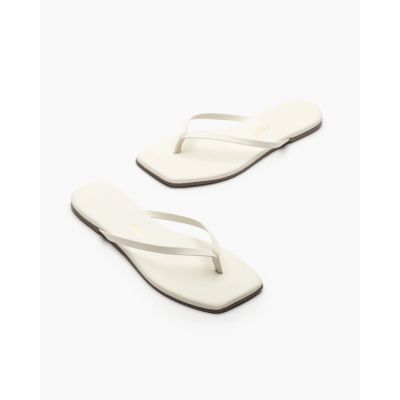 Tkees Square Toe Lily Flip Flop Cream